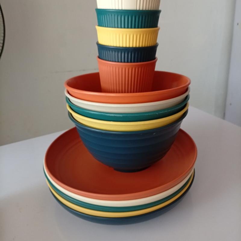 THICK PLASTIC DINNERWARE/SERVING SET